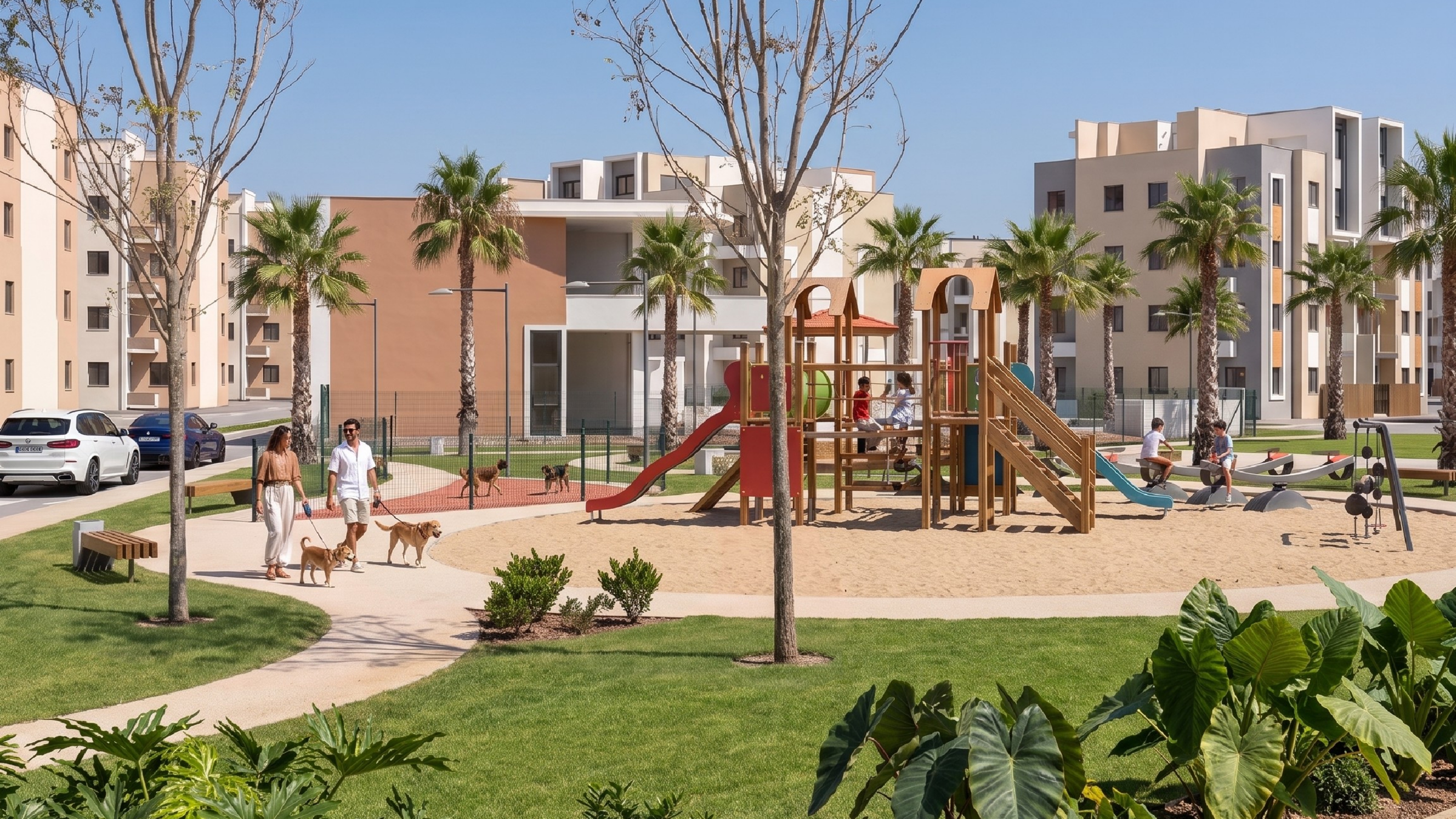 Áreas verdes y parque familiar del residencial